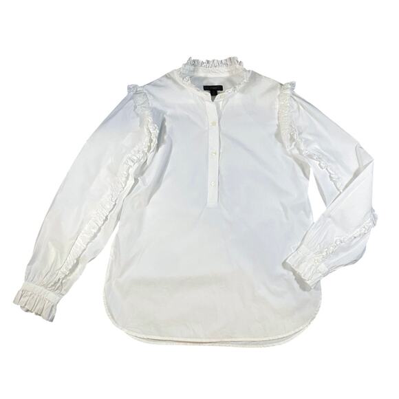 J.Crew Ruffled Popover 1/2 Button Shirt - S - Picture 1 of 6